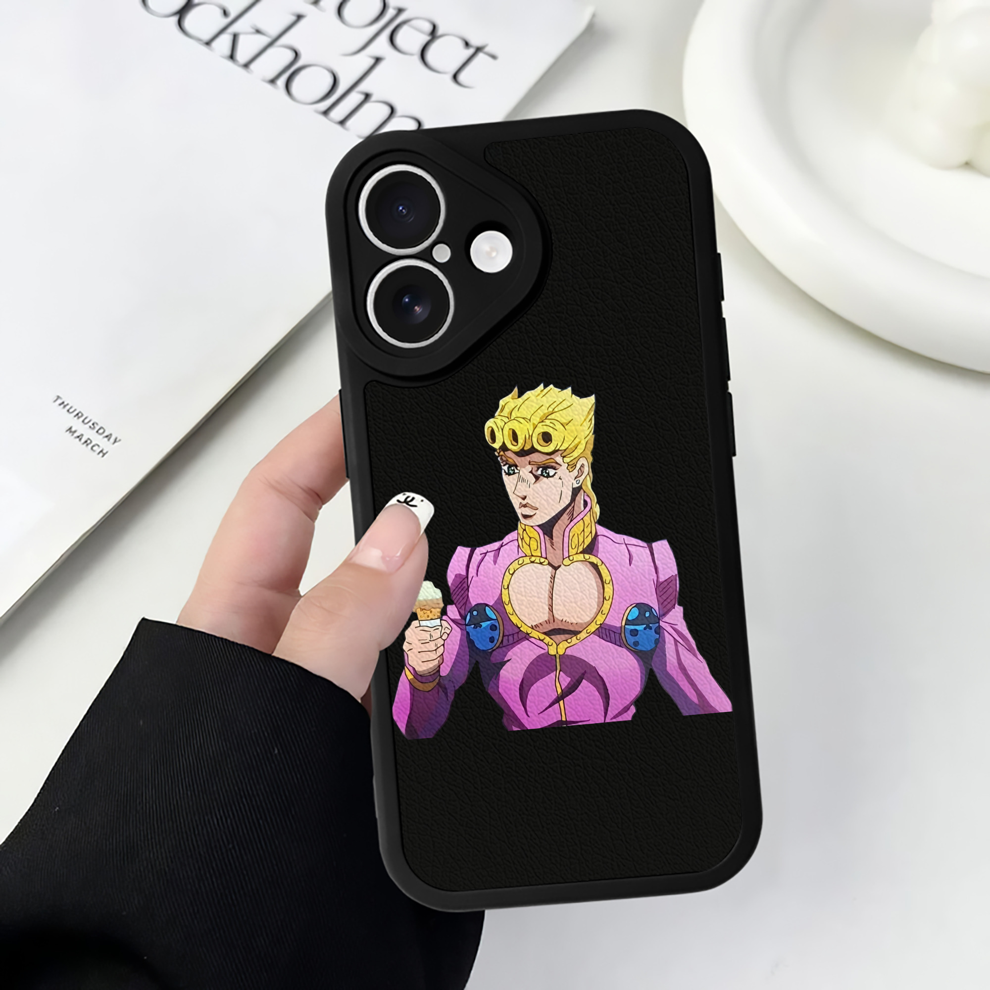 （画像用） ジョジョの奇妙な冒険 ジョルノ?ジョバァーナ JoJo's Bizarre Adventure Giorno Giovanna 【iPhone 16シリーズ対応】シリコンスマホケース（レザー調） 材質：シリコン